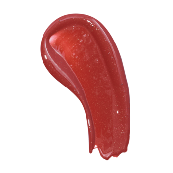 Gęsty, błyszczący Revolution Pout Bomb Plumping Gloss Wild Mauve Pink. Smuga z perłowym połyskiem na białym tle.