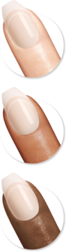 Sally Hansen Salon Effects Press-On Nails On Pointe: French manicure na 3 palcach o różnych odcieniach skóry.