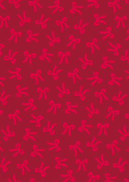 Jednolity, intensywnie czerwony wzór z licznymi, subtelnie jaśniejszymi kokardkami na całej powierzchni.