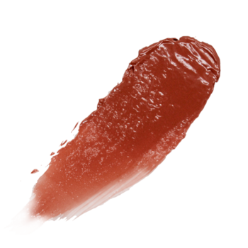 Próbka koloru nawilżającego balsamu do ust J.Cat Beauty Drizzle Sprinkle. Czerwonobrązowy, kremowy z lustrzanym połyskiem.
