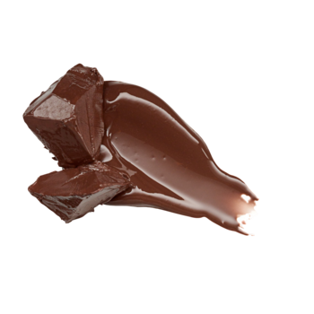 Ciemna czekolada w kostkach i roztopiona. Ilustracja zapachu balsamu Juicy Bomb Choco-Lot To Handle.