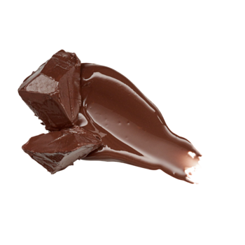 Ciemna czekolada w kostkach i roztopiona. Ilustracja zapachu balsamu Juicy Bomb Choco-Lot To Handle.