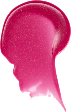 Smuga malinowego błyszczyka Essence Extreme Shine Volume Glazed Berry, błyszczące, mokre wykończenie z drobinkami.