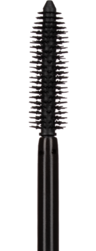 Close-up of Wibo Flirt Mode lengthening mascara brush, black, with precise, separating bristles.