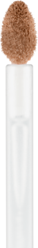 A close-up of essence CAMOUFLAGE+ MATTE 180 concealer applicator with a fluffy brown tip and white handle.