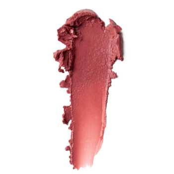 Swatch Plumping Lipstick Dusty Rose. Kremowa pomadka Everybody London, odcień przydymionego różu, widok z bliska.