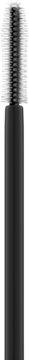 Czarna maskara Catrice TUBING Stay In Place Volume Mascara, widok z przodu z widoczną szczoteczką.