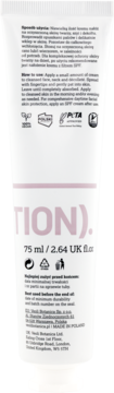 Biała tubka kremu Veoli Botanica SAY HI(DRATION), tył z instrukcjami użycia i danymi producenta.