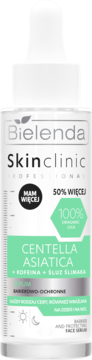 Bielenda Skinclinic Professional Centella Asiatica Serum do twarzy w białej butelce z pipetą. Ochronne, zielona etykieta.