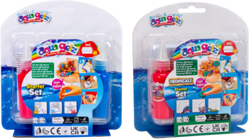 Zestaw kreatywny Bubble Goo w dwóch blisterach, z żelami i foremkami do figurek 3D, widok z przodu.