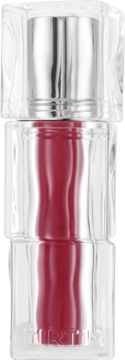 Mini tint TIRTIR Waterism Glow Tint Grapen, czerwony błyszczyk w przezroczystym, prostokątnym opakowaniu, widok z przodu.