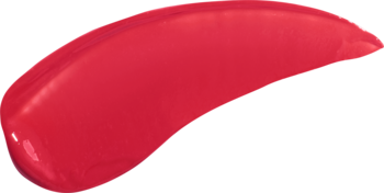 Mini tint TIRTIR Waterism Glow w odcieniu Cherrid. Intensywna, błyszcząca smuga czerwonego błyszczyka na tle rozmytych barw.