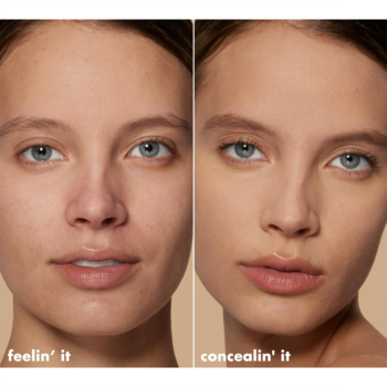 e.l.f. Camo Hydrating Concealer: porównanie twarzy przed i po, ukazujące pełne krycie i gładkie wykończenie.