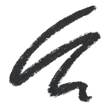 Czarny, roztarty swatch kredki e.l.f. Smoky Kohl Eyeliner Black Velvet na białym tle. Idealny do smoky eye.