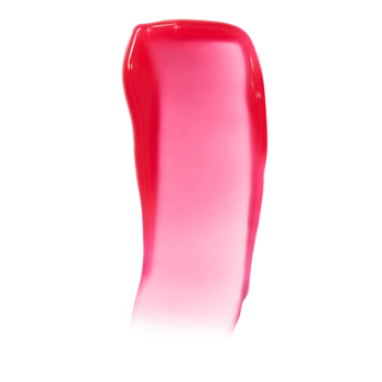 Rozmazana próbka maślanego balsamu do ust e.l.f. Glow Reviver Melting Wild Cherry, błyszcząca, wiśniowo-różowa smuga.