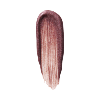 Zbliżenie na pionowy swatch płynnego różu e.l.f. Halo Glow Wand Berry Radiant, z metalicznym blaskiem.