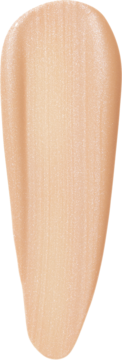Rozświetlacz e.l.f. Halo Glow Liquid Filter, odcień Fair Neutral Peach. Kremowy swatch na czarnym tle, gładki z blaskiem.