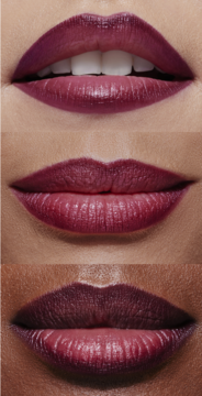 e.l.f. Cream Glide Plum & Get It – próbka intensywnej, półmatowej konturówki na ustach o trzech karnacjach.