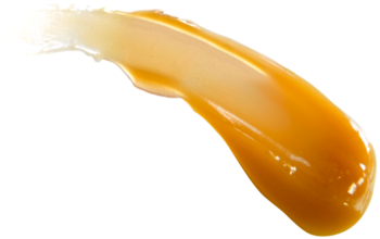 Gęsta, złocista próbka nawilżającej maski I'm From Honey Mask, kremowy smug na białym tle.