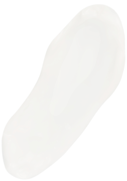 Biała, podłużna smuga Lumene Kirkas rozświetlającego kremu do mycia twarzy, widok z góry, kremowo-żelowa konsystencja.