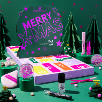 ESSENCE Little X-Mas Wonder ,kalendarz adwentowy z kosmetykami do makijażu i akcesoriami kosmetycznymi, 24 elementy,promocyjne