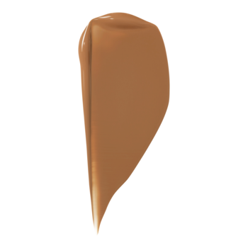 Smuga e.l.f. Halo Glow Tan Warm Tint, płynny, ciepły brąz o błyszczącym wykończeniu na białym tle.