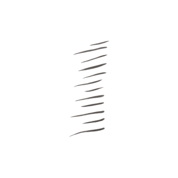Swatch e.l.f. Holy Strokes Eyebrow Pen Espresso, ciemnobrązowe cieniutkie kreski imitujące włoski brwi na białym tle.