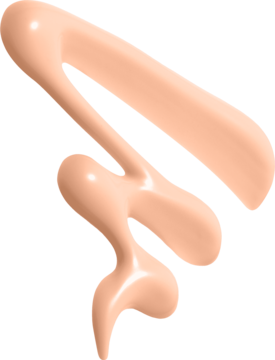 Beżowe swatche matującego podkładu NYX Make 'Em Wonder Fair Porcelain z turkusową linią na kremowym tle.