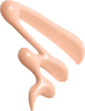 Beżowy podkład NYX Make 'Em Wonder Cool Porcelain w artystycznym pociągnięciu, ukazującym kremową konsystencję.