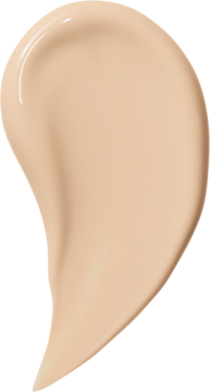 Kremowy podkład do twarzy w odcieniu jasnego beżu, ukazany jako nieregularna, gładka smuga na jasnym tle.