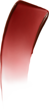 Błyszcząca smuga płynnej pomadki w kolorze głębokiego burgundu, gładka, cieniowana od ciemnej do jasnej.