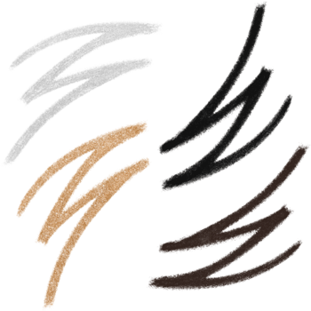 NYX Professional Makeup Epic Wear Liner Stick Kit, cztery swatche eyelinerów: srebrny, czarny, jasny i ciemny brąz.