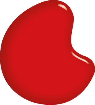 Zbliżenie na błyszczącą, intensywnie czerwoną kroplę lakieru Sally Hansen Miracle Gel™ Red Eye.