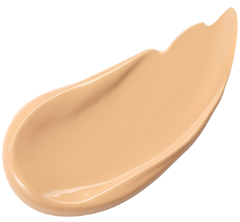 Missha Perfect Cover BB Cream Honey Beige, kremowy swatch nawilżającego podkładu na czarnym tle.