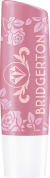 Pielęgnująca pomadka do ust NIVEA Rose Meringue Bridgerton, różowa z wzorem róż, z przodu.