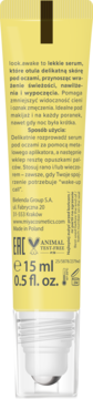 Tył żółtego opakowania serum pod oczy MIYA Y.YOU look.awake 15ml z polskim opisem i widocznym aplikatorem.