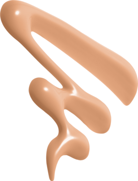 Swatch of mattifying NYX Make 'Em Wonder foundation in Nude, liquid creamy texture, close-up.