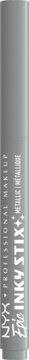 NYX Epic Inky Stix eyeliner Silver Shock, metaliczny sztyft, pionowo, z przodu, błyszczące wykończenie.