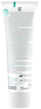 Tył białej tubki pasty do zębów Colgate Sensitive, 75 ml, z zielonym akcentem i szczegółowym opisem w języku polskim.