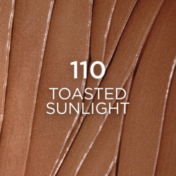 Swatch bronzera L'Oréal Lumi Le Bronze, odcień 110 Toasted Sunlight. Kremowa, rozświetlająca faktura w ciepłym brązie.