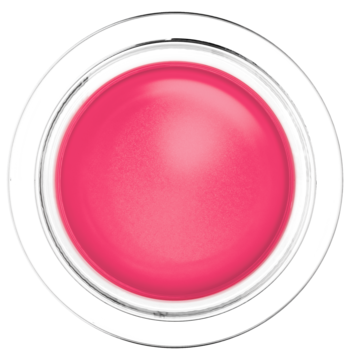 Zbliżenie z góry na róż do policzków Maybelline Cloudtopia. Matowy, intensywnie różowy, w okrągłym słoiczku.