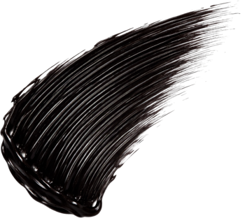 Ciemny tusz do rzęs Volume, zbliżenie na gęstą, kremową smugę produktu.