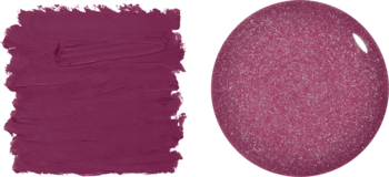 Swatche Bridgerton Royal Treasures: matowa konturówka i błyszczyk, purpurowy odcień, soczysty blask.