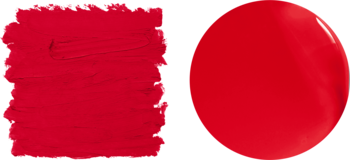 Czerwony swatch Royal Lip Liner obok błyszczącej kropli Royal Butter Gloss z zestawu Bridgerton.