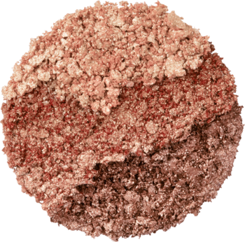 Kaja Beauty Bento Trio cieni do powiek Orange Blossom, zbliżenie na okrągły cień o rdzawym, mieniącym wykończeniu.