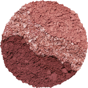 Kaja Beauty Bento cienie do powiek Glowing Guava, zbliżenie na kruszone pudrowe trio: róż, beż, brąz.