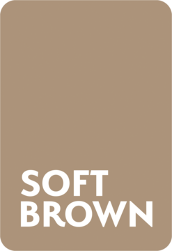 Karta koloru Stars Brow Line Soft Brown, prostokątny jasnobrązowy panel z białym napisem SOFT BROWN.