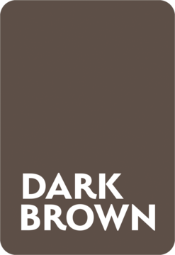Próbka koloru Stars Brow Line Dark Brown: ciemnobrązowa karta z zaokrąglonymi rogami i napisem "DARK BROWN".