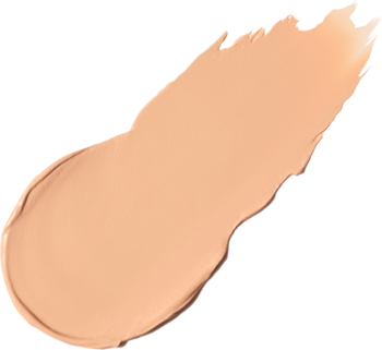 Swatch podkładu Rimmel Multi Tasker Blur Booster Ivory, kremowy, wygładzający cerę, na czarnym tle.