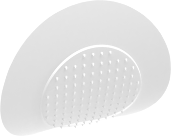 Biały plaster Revolution Skin Super Dart Microneedle, owalny kształt, z teksturą mikroigieł, ujęcie z góry pod kątem.